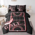 thumbnail image 1 of YST Ensemble de Literie Sport avec Couette, 7 Pcs, Thème Sportif, Format Double, Noir et Rouge, 1 of 4