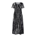 thumbnail image 4 of SMihono Robe Maxi Bohème d'Été pour Femmes Grande Taille Imprimé Teinture sur Nœuds Évasée Décontractée Robe d'Été Florale à Manches Courtes Femmes Robe pour Femmes Robe Mini Robe de Plage Évasée Robe d'Été, 4 of 8