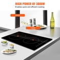 thumbnail image 3 of KFFKFF Induction Cooking Plate, Dual Burners, 12'' Magnetic Built-in Stove, 3000W Power, 9 Adjustable Heat Levels, LED Touch Display with Child Safety Lock & Overheat Protection, 3 of 9