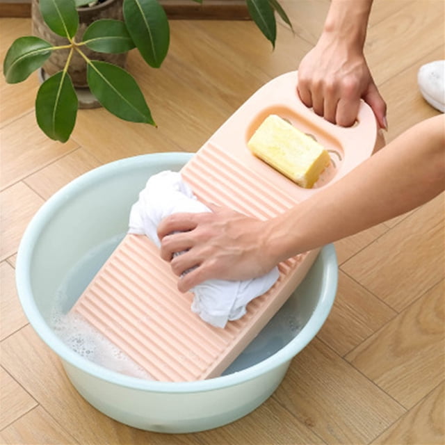 Portable Hand Washing Board for Clothes, Durable ABS Plastic Manual Laundry Pad, Efficient Household Washboard with 3D Pattern Saves Water Electricity, Pink