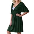 thumbnail image 4 of TIMIFIS Maternity Nursing Mini Dress Summer 3/4 Sleeve Breastfeeding Casual Plus Size Solid Color Spring Crew Neck Lightweight Dresses, 4 of 4