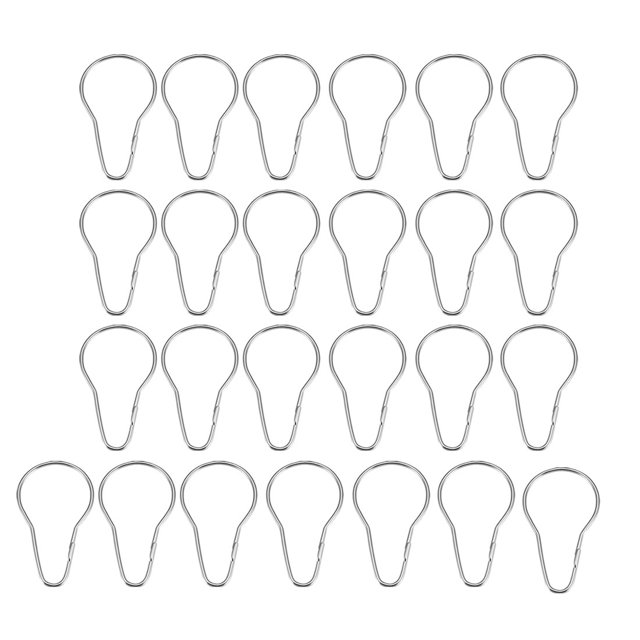 Unique Bargains Shower Curtain Ring Hooks Metal for Shower Rods Curtains Liners 25pcs