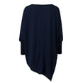 thumbnail image 4 of IROINID Reduced Womens Plus Size Tops Lounge Plus Size Round Neck Solid Long Sleeve Irregular Sweatshirt Loose Print Pullover Tops Blouse,Navy, 4 of 7
