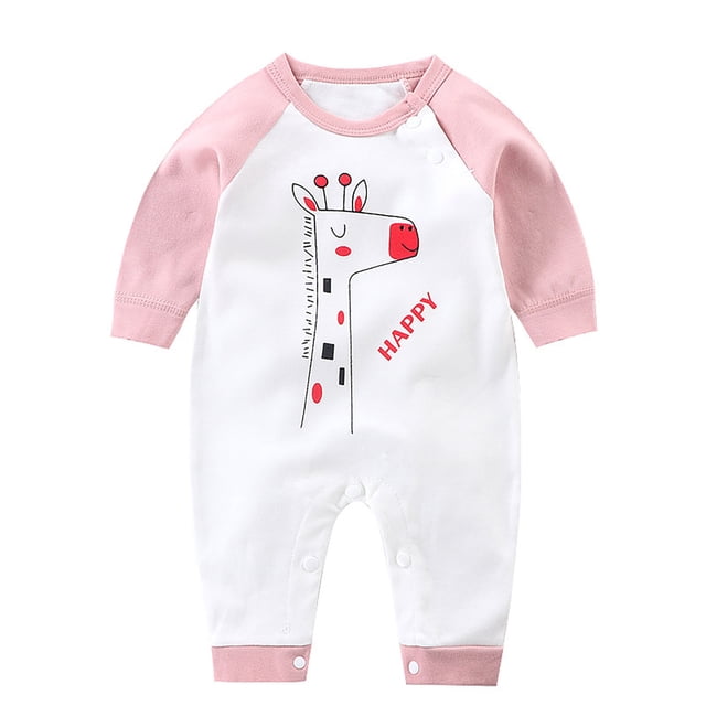 WEIYLL Girls Rompers Button Long Sleeve Overall Cartoon Cute Warm Spring Autumn Pk3 Toddler Overalls for 3-6 Months