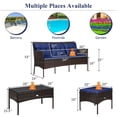 thumbnail image 3 of Costway 3PCS Patio Rattan Furniture Set 3-Seat Sofa Cushioned Table Garden Navy, 3 of 10