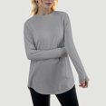 thumbnail image 3 of 2025 Femmes Décontracté Uni Foncé Chemise pour Femmes Couleur Ample Col Rond Hauts pour Femmes Tendance Manches Longues Manches Raglan Chemise de Compression à Manches Longues Femmes T-Shirt, 3 of 4