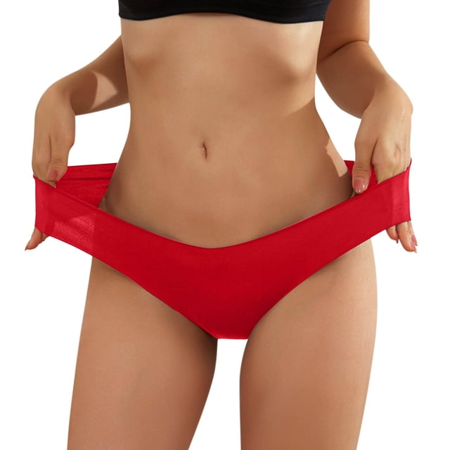 WZXFASHION Culottes pour Femmes Sans Coutures en V avec Soutien du Ventre pendant la Grossesse, Respirantes, Taille Basse, sous-Vêtements pour Femmes, Rouges, M