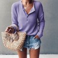 thumbnail image 1 of Womens Henley Shirts V Neck Long Sleeve Button Down Tops Warm Waffle Knit Tees, 1 of 4