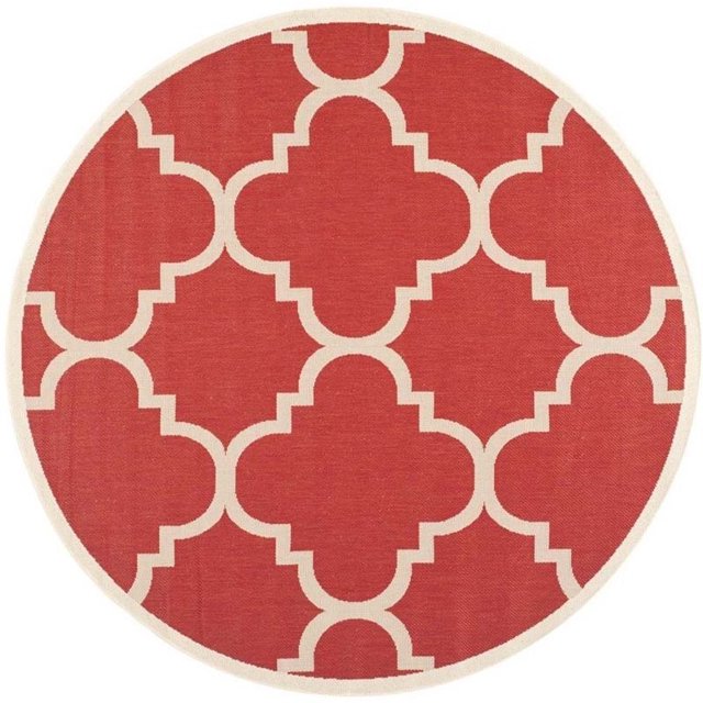 Safavieh Courtyard Tapis Rouge Intérieur Extérieur - Rond 7 Pieds10 Pouces