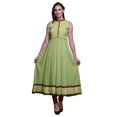 thumbnail image 1 of Bimba Robe Anarkali Aquarelle Vert Pâle pour Femmes Kurti Imprimé Ethnique Indien Longue Kurta Robe de Soirée Petite, 1 of 6