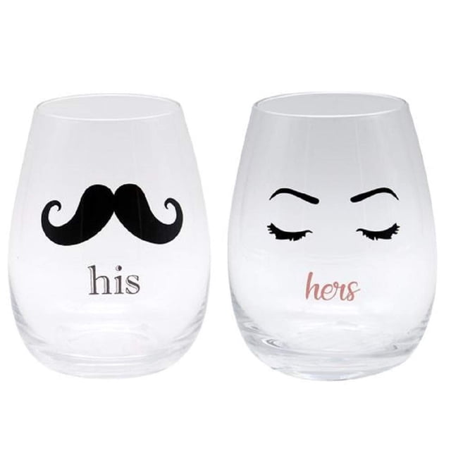 Ensemble de Verres à Vin Sans Pied pour Lui et Elle