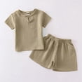 thumbnail image 1 of Boys Summer Outfit Set Soft Linen Blend Short Sleeve Tee and Comfortable Shorts, 1 of 3