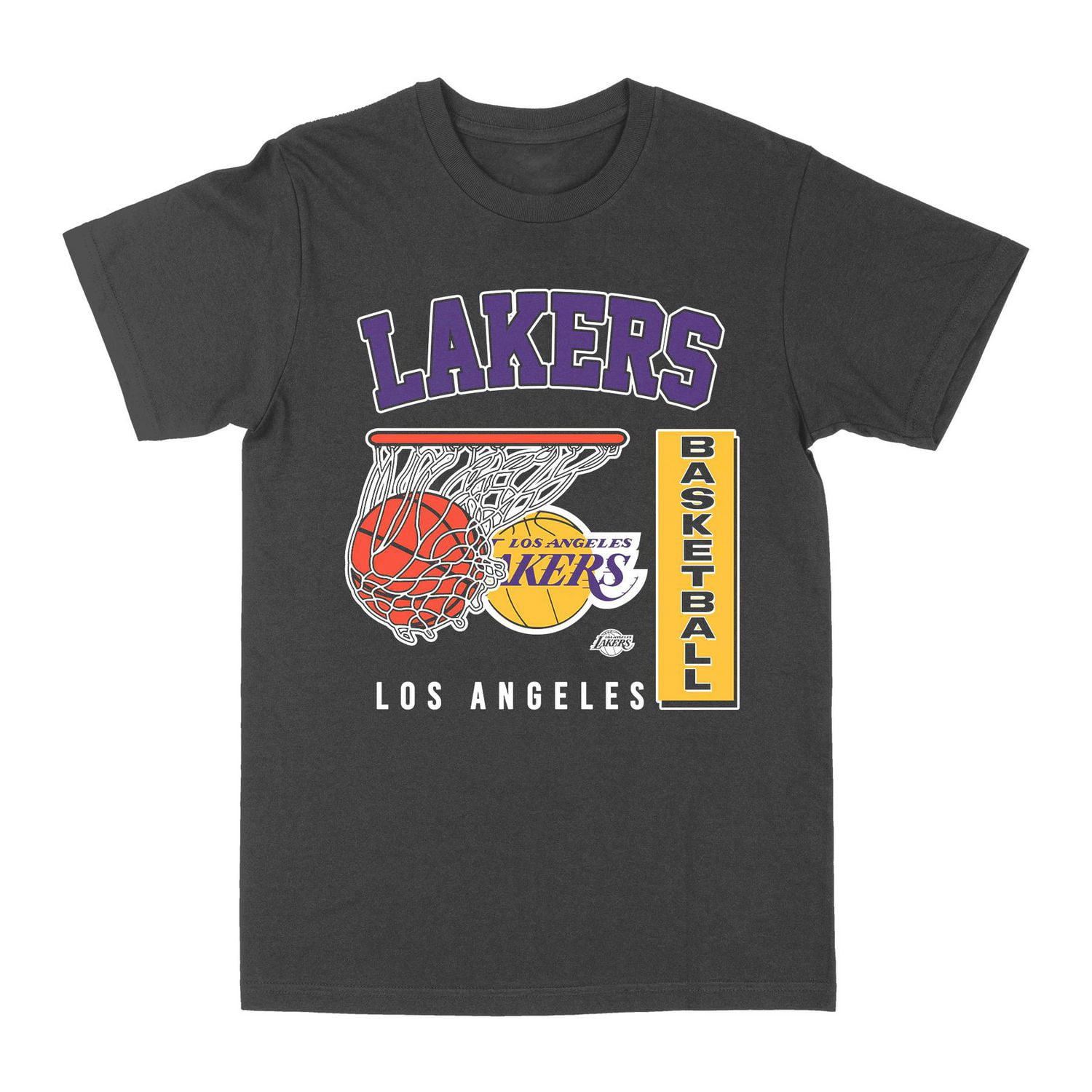 T-shirt de basket-ball anthracite sous licence officielle NBA des Los Angeles Lakers