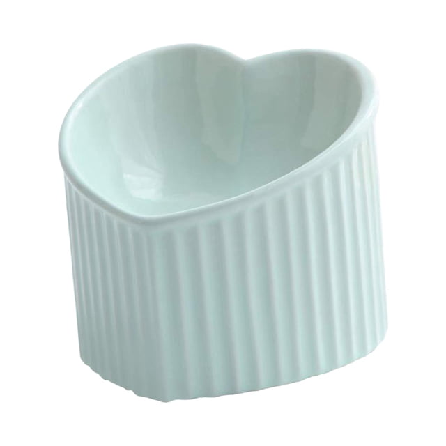 Ceramic Tilted Elevated Cat Bowl Handicrafts Porcelain Cat Feeding Bowl Cute Simple Cleaning for Cats Kitten Small Dogs Functional Food Green