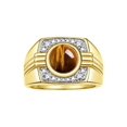 thumbnail image 1 of RYLOS Mens Rings 14K Yellow Gold Designer Round Gemstone &  Sparkling Diamond Ring Tiger Eye November Birthstone Rings For Men, Men's Rings, Gold Rings Sizes 8 - 13, 1 of 7