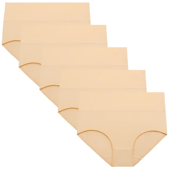 POKARLA Culottes en Coton Doux pour Femmes Confortables Sans Bourrelet Culottes Féminines Taille Haute Contrôle du Ventre Ensembles de Culottes Noir Grande Taille LUHAN