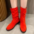 thumbnail image 1 of LSLJS Bottes à Talon Épais Mi-Mollet pour Femmes, Bout Rond Décontracté, Mode Hiver Automne, Bottes en Flocage, Bottes Mi-Mollet pour Femmes, Bottes pour Femmes, 1 of 5
