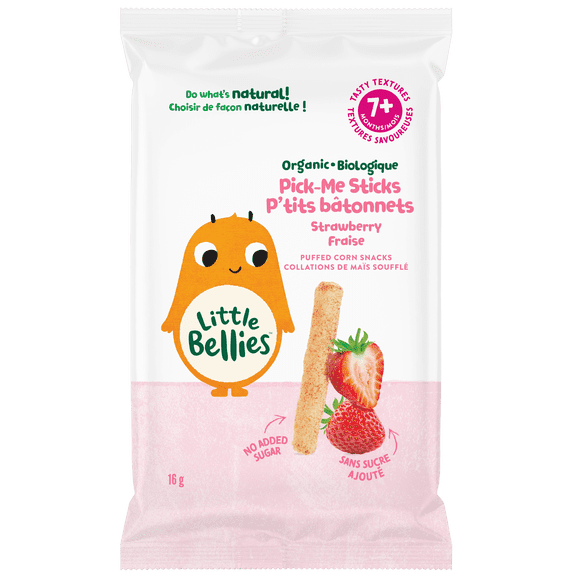 Little Bellies P'tits Batonnets à la Fraise Collations De Mais Souffle 7+ Mois, 16gr