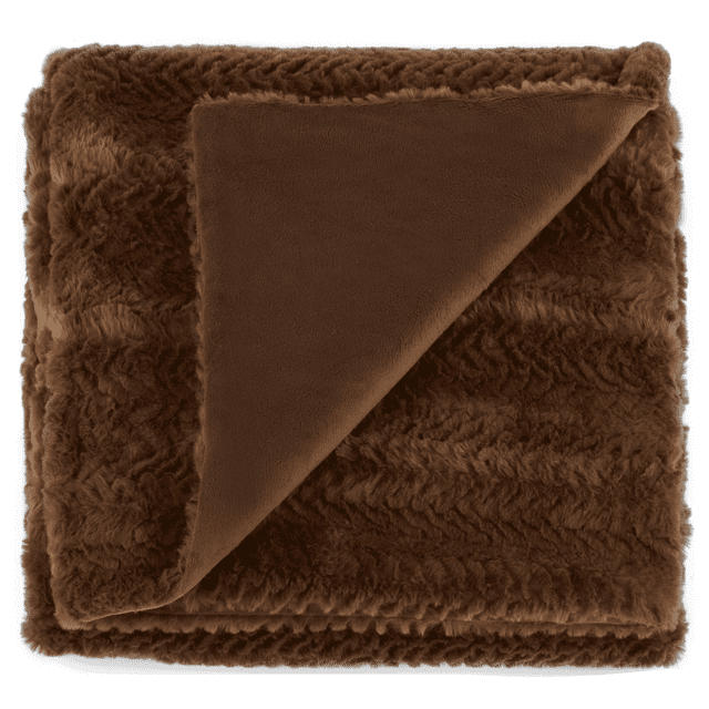 Bouclair Brown Ellyn Faux Fur Throw 50x60 in (127x152 cm)