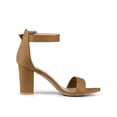 thumbnail image 3 of BLISSFUL STEP Women's Shoes Ankle Strap Block Heel Buckle Open Toe Sandals Brown 9, 3 of 8