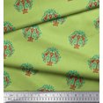 thumbnail image 2 of Soimoi Georgette Viscose Fabric Leaves & Lotus Block Print Sewing Fabric Yard 42 Inch Wide, 2 of 3