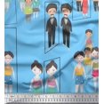 thumbnail image 2 of Soimoi Blue Modal Satin Fabric Mirror Theme Human Figure Fabric Prints By Yard 42 Inch Wide, 2 of 5