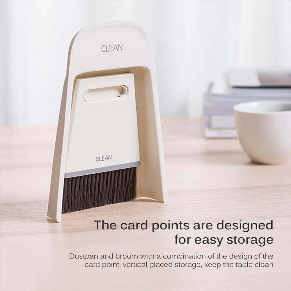 VONKY Mini Broom Dustpan Set Desktop Broom Dust Pan Tiny Dustpan Brush Set For Cleaning Table Countertop Keyboard Grey White