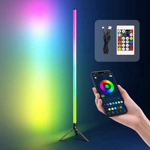 LiMoTech Lampe sur Pied RVB, Lampe à Changement de Couleur à 360°, Télécommande, Synchronisation Musicale, 16 Millions de Couleurs et Minuterie DIY pour Salon et Salle de Jeux