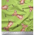 thumbnail image 1 of Soimoi Green Velvet Fabric Footprints & Mouse Kids Printed Fabric 1 Yard 60 Inch Wide, 1 of 5