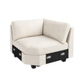 thumbnail image 5 of HONBAY Siège d'Angle pour Canapés Sectionnels Modulaires en Velours Côtelé, Beige, 5 of 5
