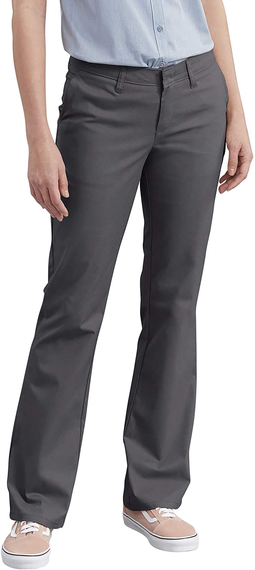 Dickies Pantalon en Sergé Extensible à devant Plat pour Femmes Coupe Ajustée Bootcut