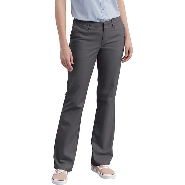 Dickies Pantalon en Sergé Extensible à devant Plat pour Femmes Coupe Ajustée Bootcut