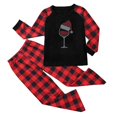 thumbnail image 2 of Christmas Deals Christmas Parent-child Set Plaid Rhinestone Print HomeWear Pajamas Two-piece Child Set, 2 of 7