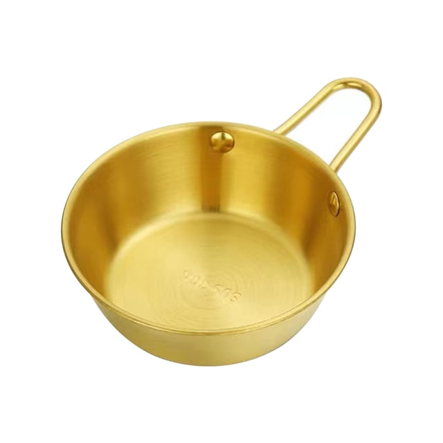 Dvkptbk A Plates Cooking Snack Seasoning Bowl with Handle, Golden Rice Bowl, Hot and Cold Wine Bowl, Stainless Steel Rice Wine Bowl Kitchen Essentials