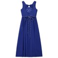 thumbnail image 4 of YUUMIN Robe de Fête Élégante en Mousseline Perlée pour Fille Sans Manches Froncée à Col en V Robe de Demoiselle d'Honneur Bleu 6, 4 of 5
