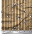 thumbnail image 1 of Soimoi Brown Velvet Fabric Stripe & Mosquito Insects Print Fabric by the Yard 58 Inch Wide, 1 of 1