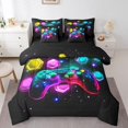 thumbnail image 1 of YST Boys Teens Gamepad 7Pcs Comforter Set Full,Modern Video Game Bedding Set,Gaming Galaxy Universe Bed In A Bag,Glitter Geometry Honeycomb Sheet Set Teal Gamer Bedroom Decor Bed Set, 1 of 1