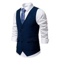 thumbnail image 1 of EGNMCR Débardeurs Homme Homme Uni Mode avec Poches Bouton Col Rabattu Débardeurs Hauts Blouse, 1 of 9