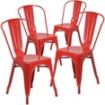 thumbnail image 1 of Commercial Grade 4 Pack Red Metal Indoor-Outdoor Stackable Chair, 1 of 9