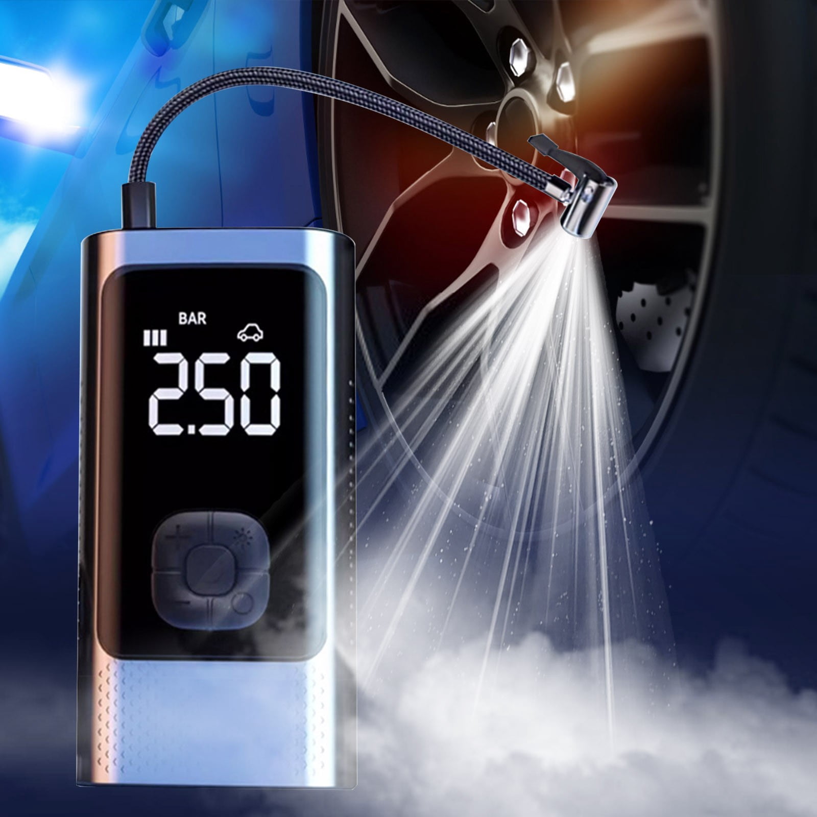 JWshufel Portable Car Tire Inflator Multi Function Air Pump for Cars Bikes Balls 12V 90W Compact Size Easy to Use Emergency Air Compressor with Accessories and Storage Bag