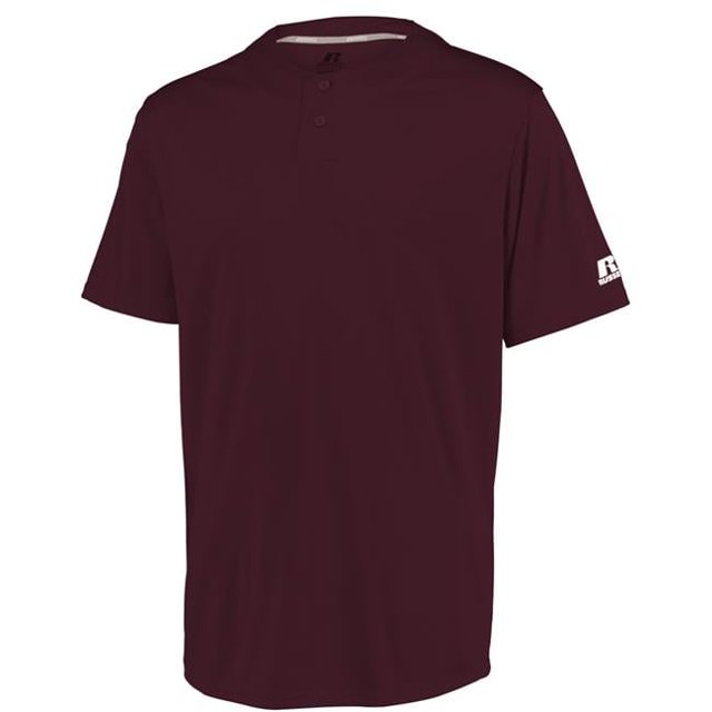 Adult Performance Two-Button Solid Jersey, Maroon - Extra Large