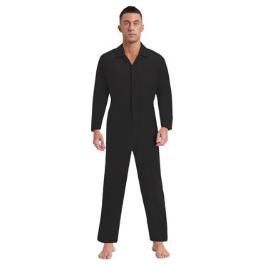 CHICTRY Men's Long Sleeve Zipper Coveralls Lightweight Mechanics Jumpsuits Workwear Work Overalls Black L