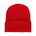 thumbnail image 1 of Men Women Solid Color Warm Woolen Knitted Cap Fluorescent Cuffed Beanie Hat, 1 of 10