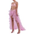 thumbnail image 2 of Fortune Women Tulle Skirt Solid Color Mesh Irregular Floor Length Party Skirt, 2 of 6