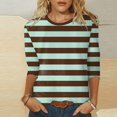 thumbnail image 1 of Hauts pour Femmes Chemises Mi-Longues Manches Trois Quarts Chemises Graphiques T-Shirts T-Shirts Décontractés Hauts Tunique à Col Rond Femmes Haut Chemises à Manches Longues Course Chemise à Manches Longues Femmes Courte Femmes Ample, 1 of 3