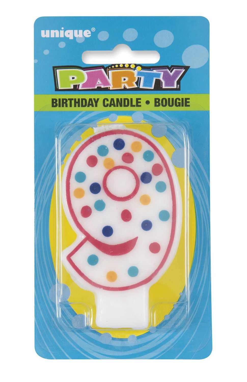 Bougie d'anniversaire à pois en forme de « 9 » de Unique Industries