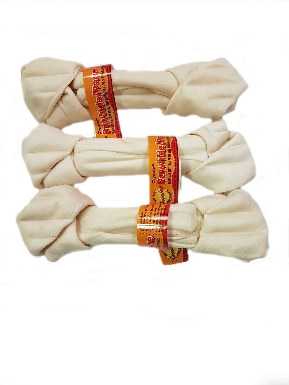 Masters Best Friend 3 Pack of Rawhide Knot Bones for Dogs 8-9"