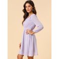 thumbnail image 4 of INSPIRE CHIC Robe en Chiffon Fluide à Manches Mi-Longues et Col en V pour Femmes, 4 of 6