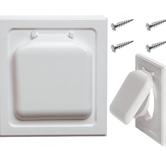 CHUANK Évent de Sécheuse de 4 Pouces, Évent de Conduit à Double Porte, Évent d'Air en Plastique pour Sécheuse à Paroi Externe Extérieur Blanc