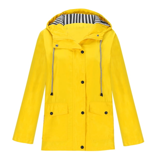 AherBiu Manteau de Pluie pour Femme avec Capuchon, Coupe-Vent Léger Ajustable, Imperméable, Randonnée, Voyage, Vêtement d'Extérieur